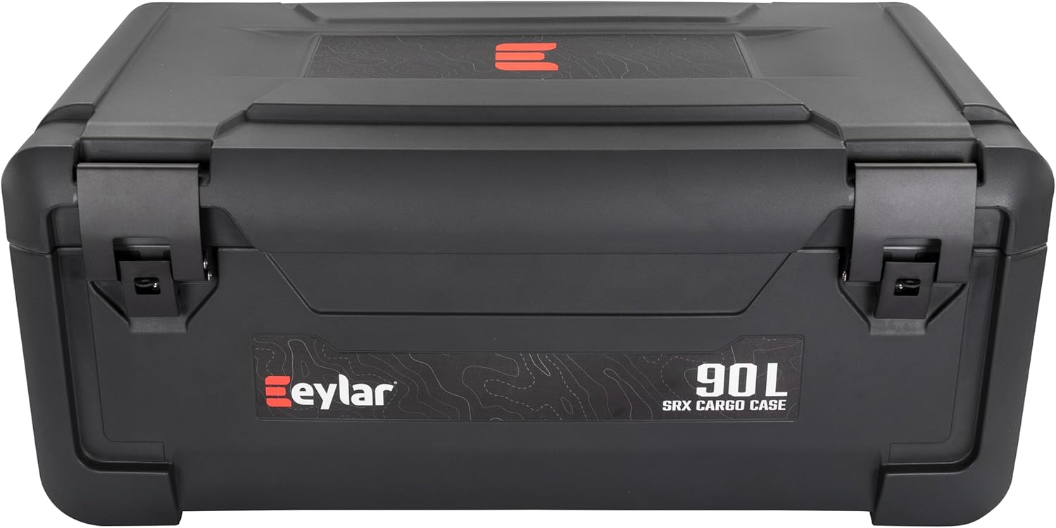 SRX-90 Overlanding Cargo Case – 90L Waterproof Storage Box for Camping, Off-Road & Truck Bed Gear – Heavy-Duty Lockable Storage with Gas Strut Lid, Stackable Design & Interior Organizer Tray (Black)