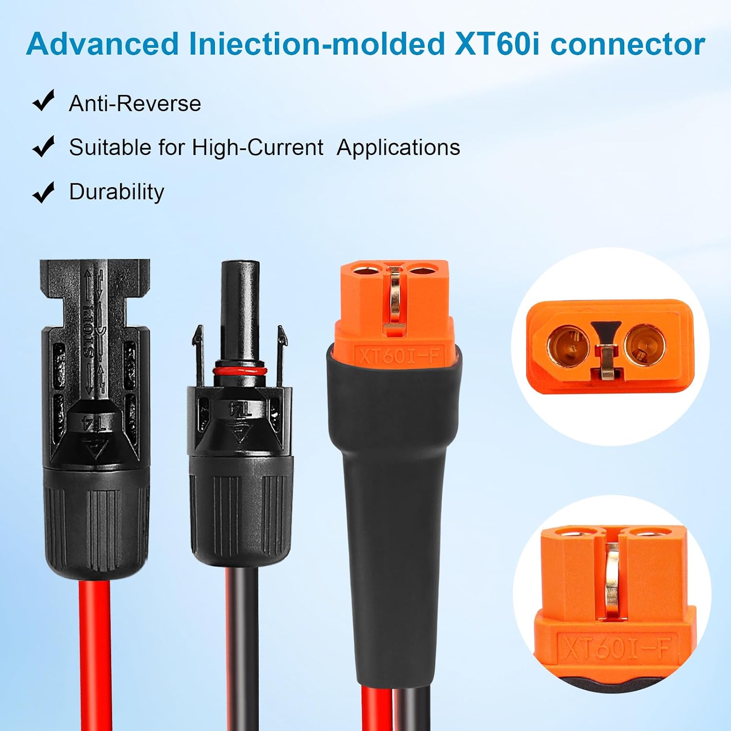 10AWG 75FT Solar to XT60i Extension Cable 3 6 10 35 50 75 100FT Heavy Duty Adapter Cable Connector XT60i Wire for Portable Power Station, Solar Panel, RV, Battery