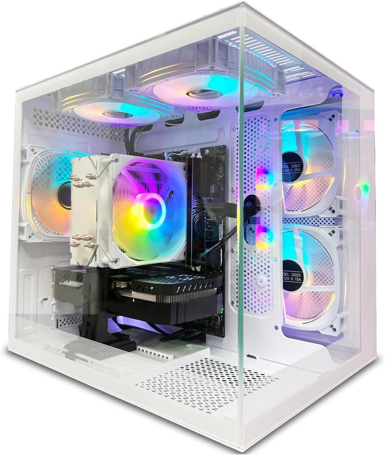 suevery Desktop Computers,16G RAM,512GB NVMe SSD,Core i5-12400F,RTX 3050 6G,Prebuilt Gaming PC,Tower Computer Gamer White WiFi 6 Home (512, GB)