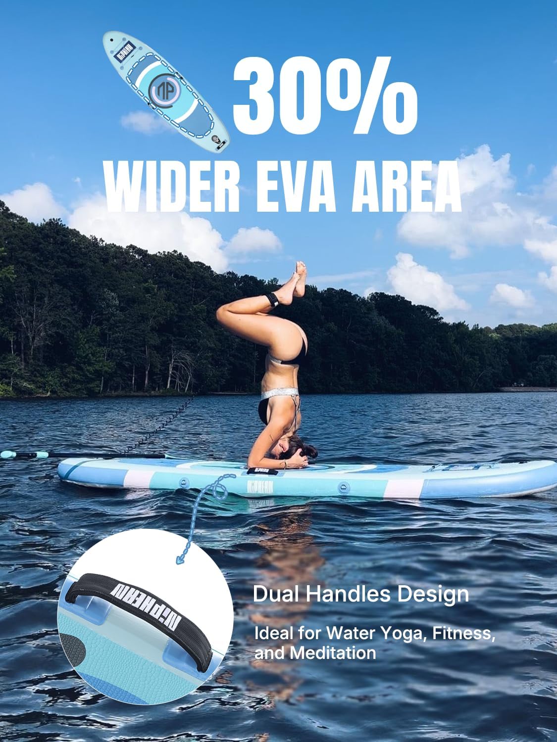 Niphean Inflatable Stand up Paddle Board with StabilTrac Fin, 400LBS Capacity & Wide EVA and Ergonomic Kayak Seats with Back Support