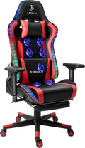 Ergonomic Chair with Headrest and Lumbar Support, Gaming Chair with Speakers and LED Lights, Video Gaming Chair with Massage Function, Racing Chair for Adult Teen Gamer.,Red