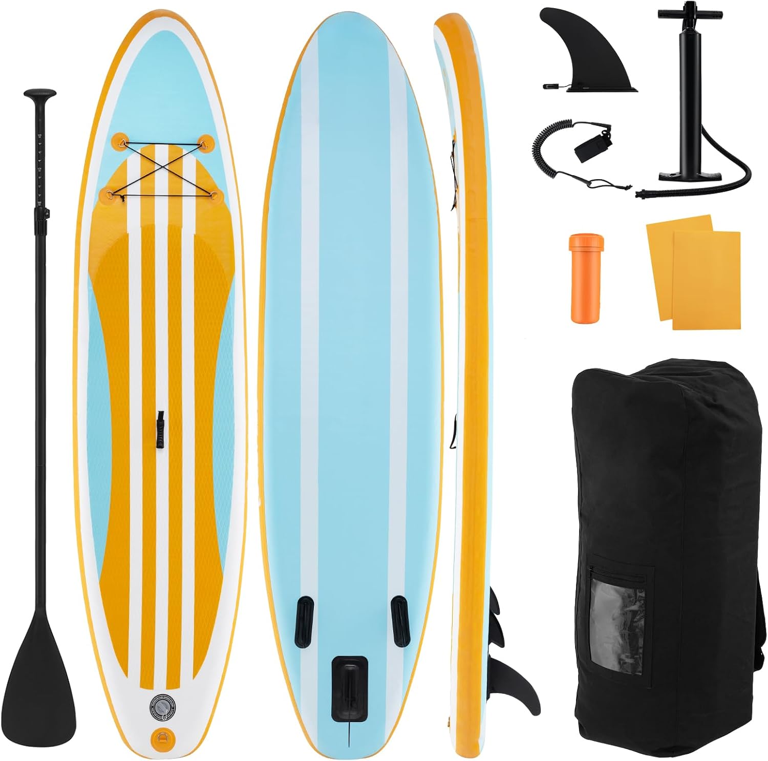 GYMAX Paddle Board, Inflatable Stand Up Paddle Board with SUP Accessories, Removable Fin, Paddle, Pump, Leash & Carry Bag, Blow Up Paddle Boards Standing Boat