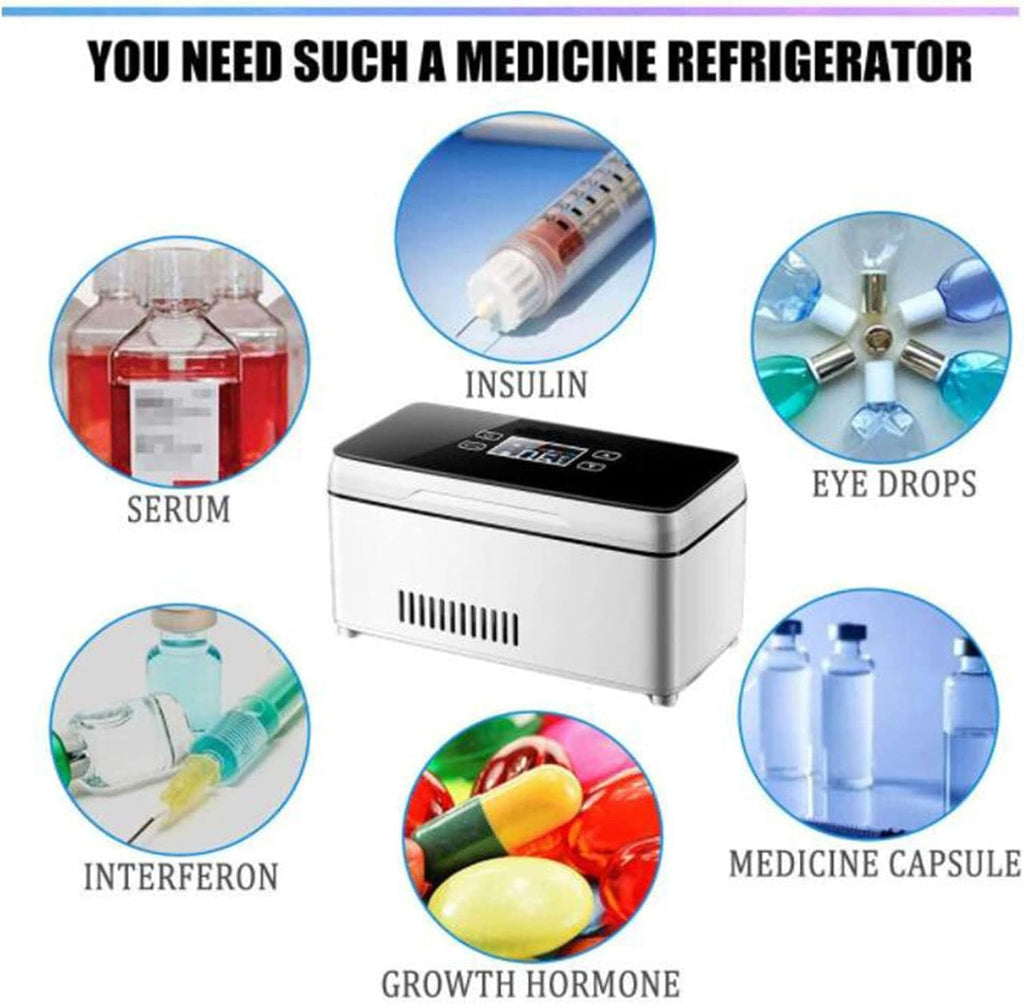 Medication Refrigerator, Insulin Cool Box, Portable Electric Portable Cooler, Intelligent Mini Fridge with Large Refrigeration Space for Medical Cooler Bag for Travel,1cell