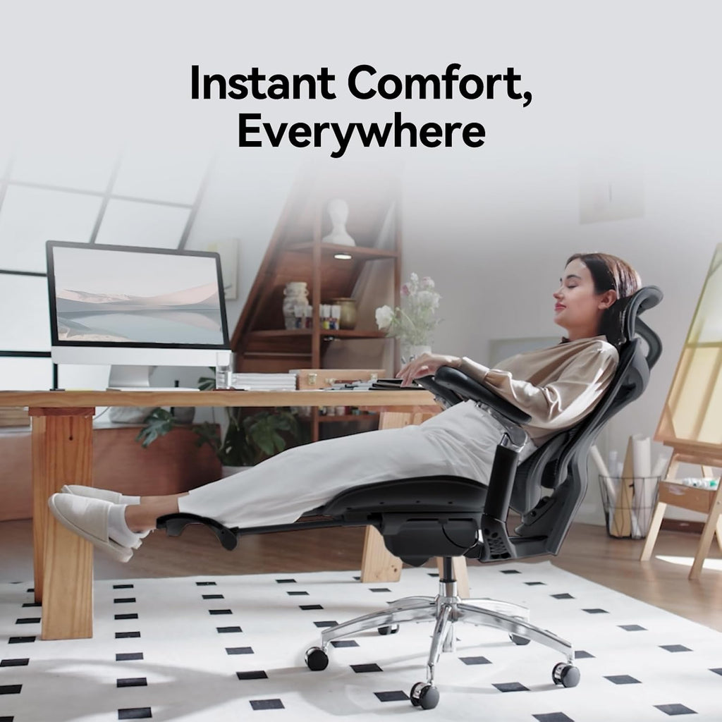 SIHOO Doro C300 Pro Ergonomic Office Chair with Footrest, Ultra-Soft 6D Armrests, Dynamic Lumbar Support, Seat Depth Adjustment and Adjustable Backrest, Big and Tall Desk Chair for Home Office (Black)