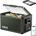 ICECO VL35 ProS 12 Volt Refrigerator Powered by SECOP, 35 Liters Portable Fridge, Multi-directional Lid, Dual USB & DC 12/24V, AC 110-240V, 0℉-50℉, for Car, Truck(VL35 ProS Olive Green+Slide)