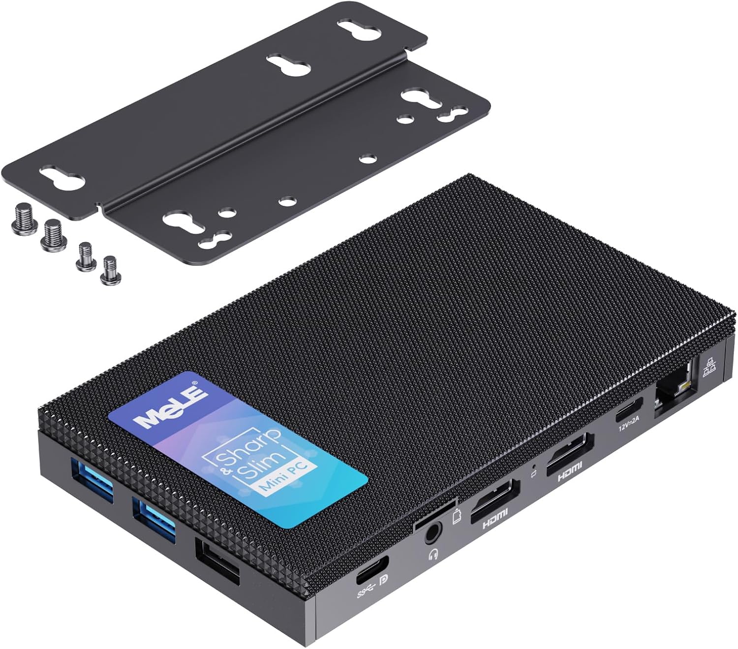 MeLE Quieter4C Fanless N150 Mini PC 8GB LPDDR5 128GB eMMC Win11pro Ultrathin Micro PC 2X HDMI + USB-C 4K Triple Display 2.4G/5GHz WiFi BT5.1 GbE Small Desktop Computer on Office IoT Digital Signage