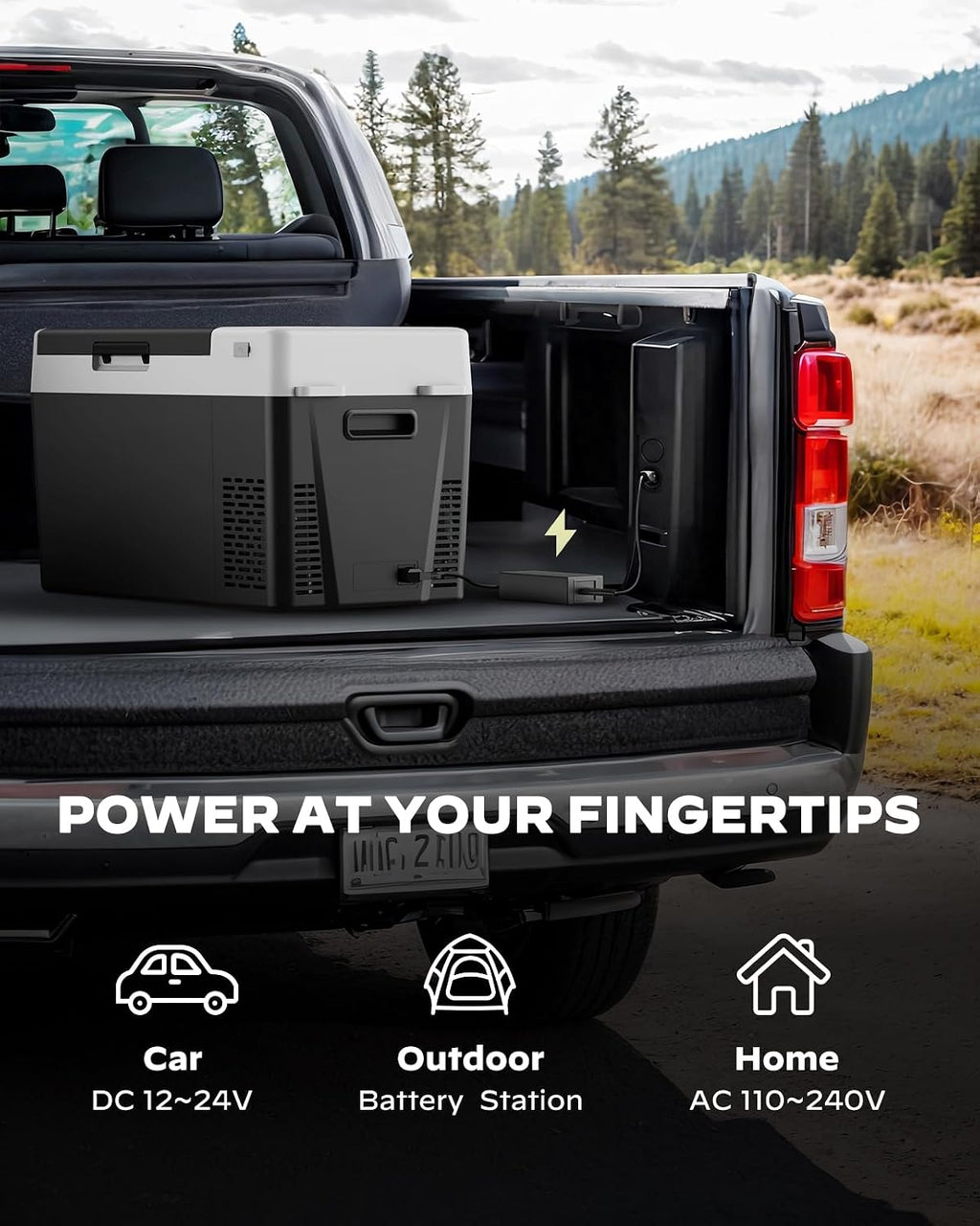 Silonn 12 Volt Refrigerator 12V Car Fridge 25QT Portable Freezer Compressor Cooler -4°F68°F Compressor Freezer, 12/24V DC 110~240 Volt AC, for Camping Travel Truck RV, Grey/Black