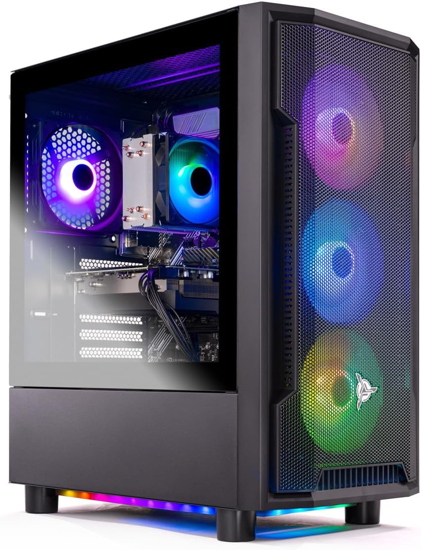 Skytech Gaming Shadow Gaming PC, AMD Ryzen 7 5700 3.7GHz, NVIDIA RTX 5060 Ti 8GB VRAM, 1TB NVMe SSD, 16GB DDR4 RAM 3200, 650W Gold PSU, WI-FI 5, Windows 11, Desktop