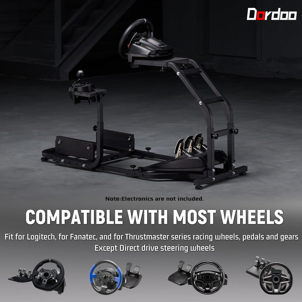 Dardoo Racing Simulator Cockpit Gaming Frame Fit for Logitech G27 G29 G920 G923,for Thrustmaster T300,for Fanatec,Adjustable Driving Steering Wheel Stand,Not Included Wheel, Pedal and Seat