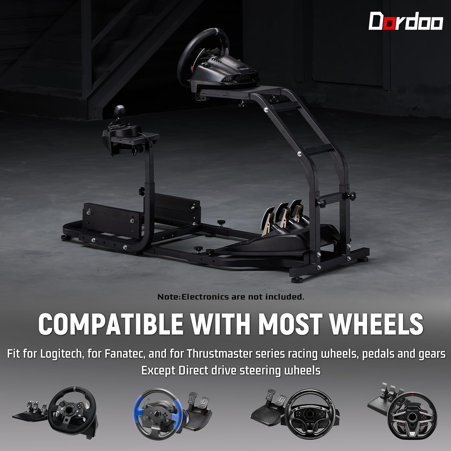 Dardoo Racing Simulator Cockpit Gaming Frame Fit for Logitech G27 G29 G920 G923,for Thrustmaster T300,for Fanatec,Adjustable Driving Steering Wheel Stand,Not Included Wheel, Pedal and Seat