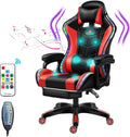 Gaming Chair Massage with Footrest, RGB Gaming Chair with Speakers Video Game Chair with Headrest and Lumbar Support Backrest Adjustable Reclining Gamer Chair