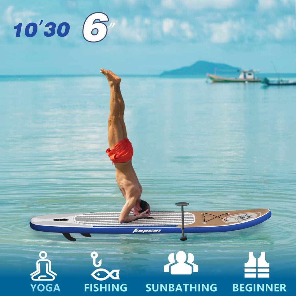 Inflatable Stand Up Paddle Board Non-Slip Deck, 11'×33'×6' Complete SUP Accessories for All Skill Levels, Wide Seat & Safety Leash, 3 Fins, Adjustable Paddle, Pump & Carrying Backpack