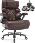 VUZI 700lbs Big and Tall Office Chair-Large Computer Chair with Adjustable Lumbar Support 3D Flip Arms Plus Size Wheels, High Back Executive Desk Chair, Heavy Duty Metal Base, Thick Padded Wide Seat