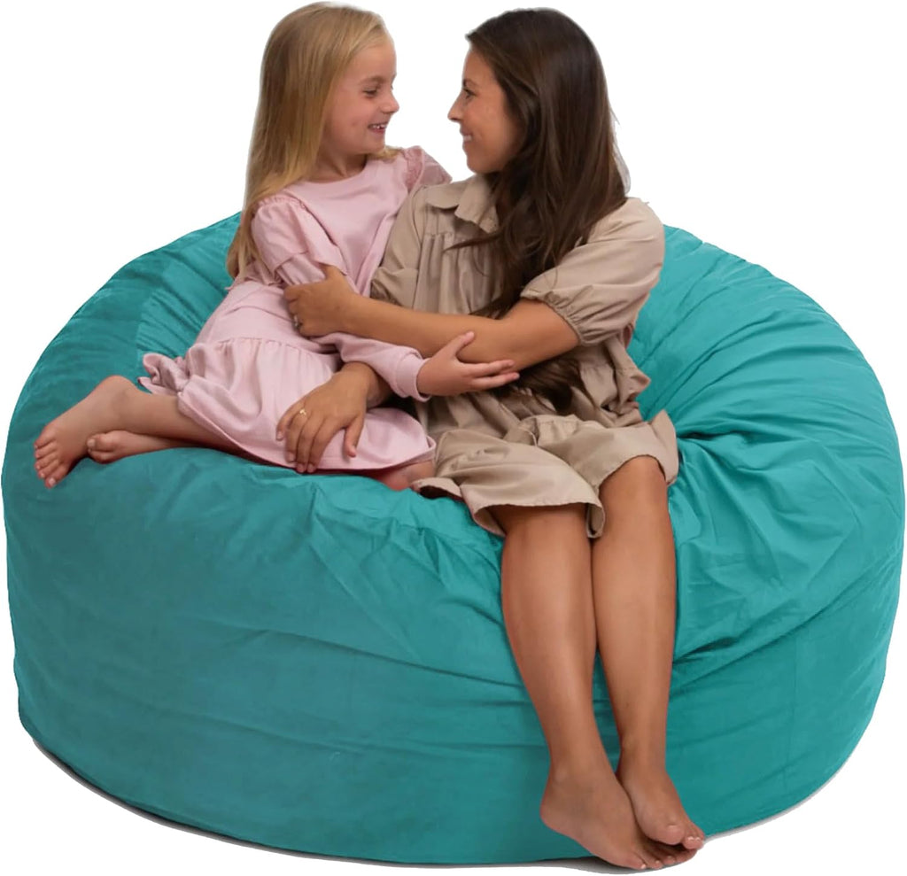 ULTIMATE SACK 5000 5-Foot Bean Bag Chair, Teal Suede Cover – Oversized Foam Lounger, Floor Seat, Small Sofa, or Couch Bed for Living Area, Gaming Room, or Reading Lounge
