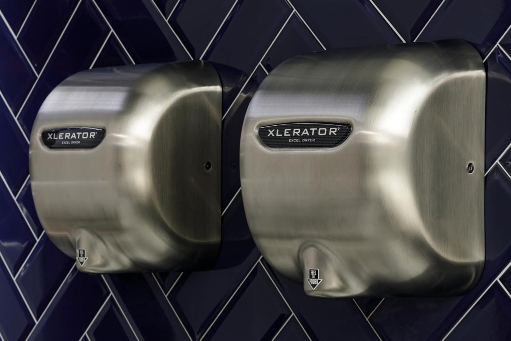 XLERATOR XL-SB8 Automatic High Speed Hand Dryer with Brushed Stainless Steel Cover and 1.1 Noise Reduction Nozzle, 7.0 A, 208 V