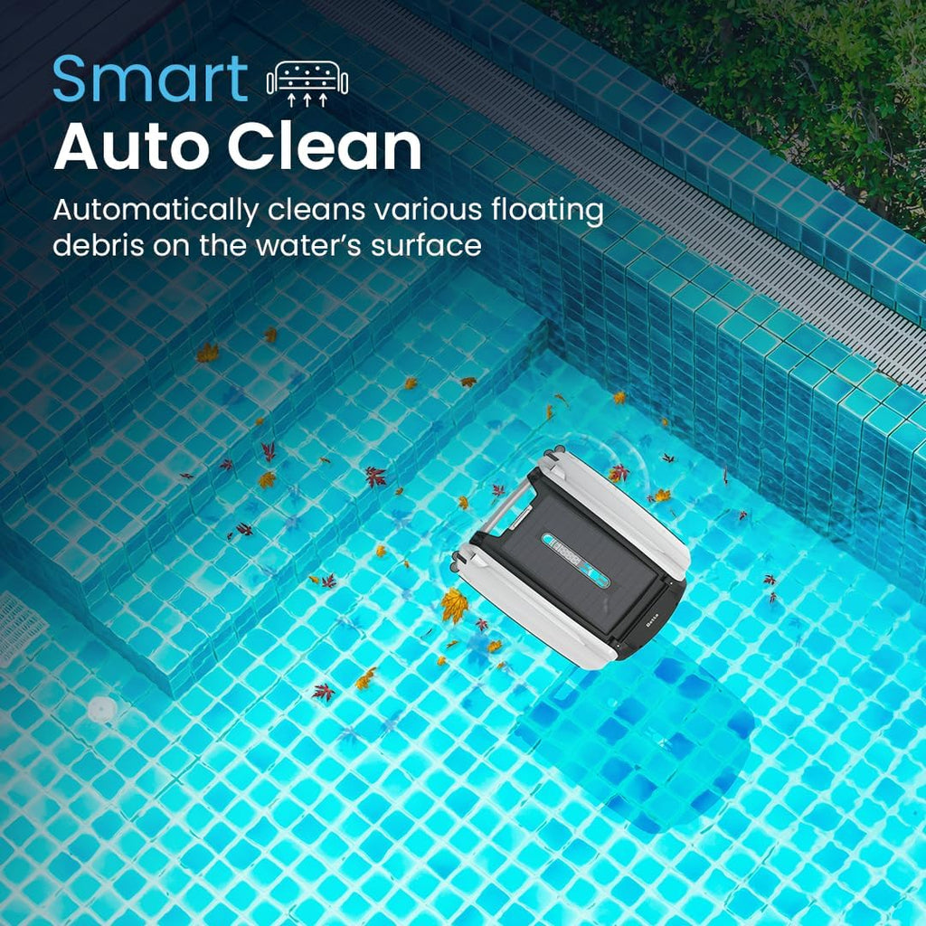 Betta SE Solar-Powered Robotic Automatic Pool Skimmer Cleaner with Carrying and Storage Bag, 24/7 Continuous Cleaning Battery Power, Pool Skimmer Anti-Stuck Foam Noodle, and Twin SCT Motors (White)