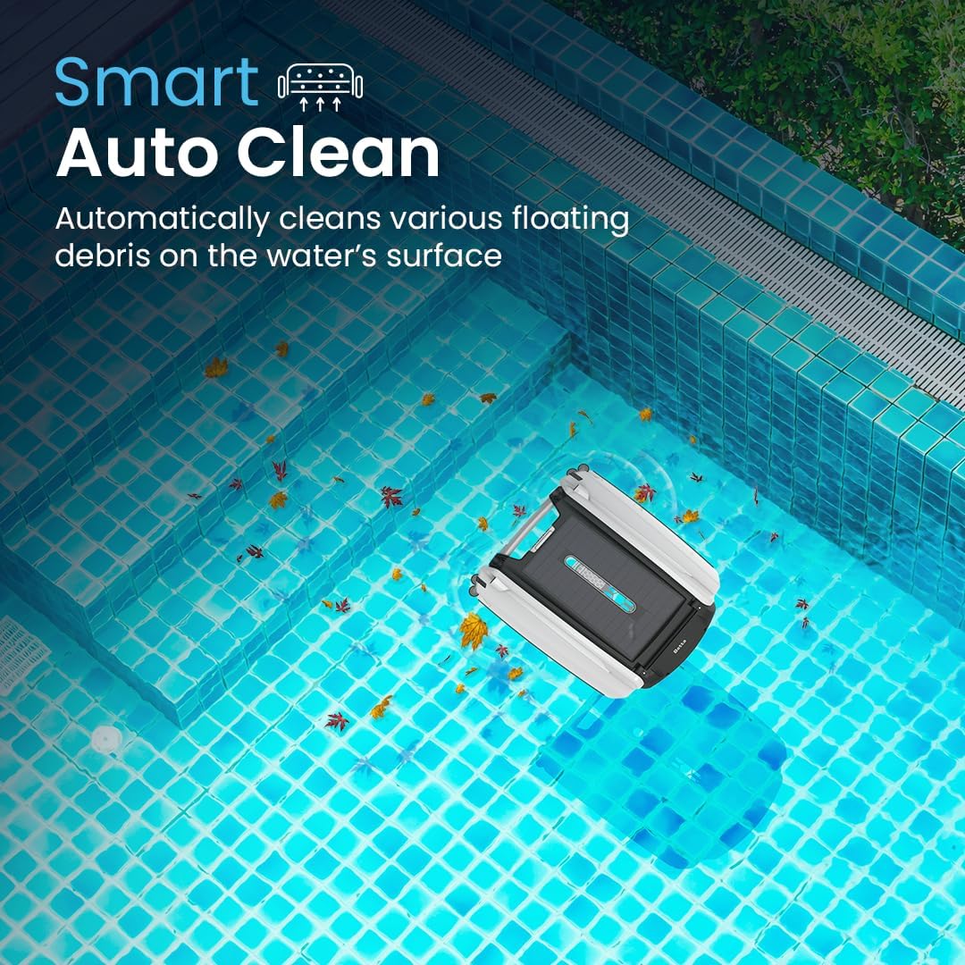 Betta SE Solar-Powered Robotic Automatic Pool Skimmer Cleaner with Carrying and Storage Bag, 24/7 Continuous Cleaning Battery Power, Pool Skimmer Anti-Stuck Foam Noodle, and Twin SCT Motors (White)