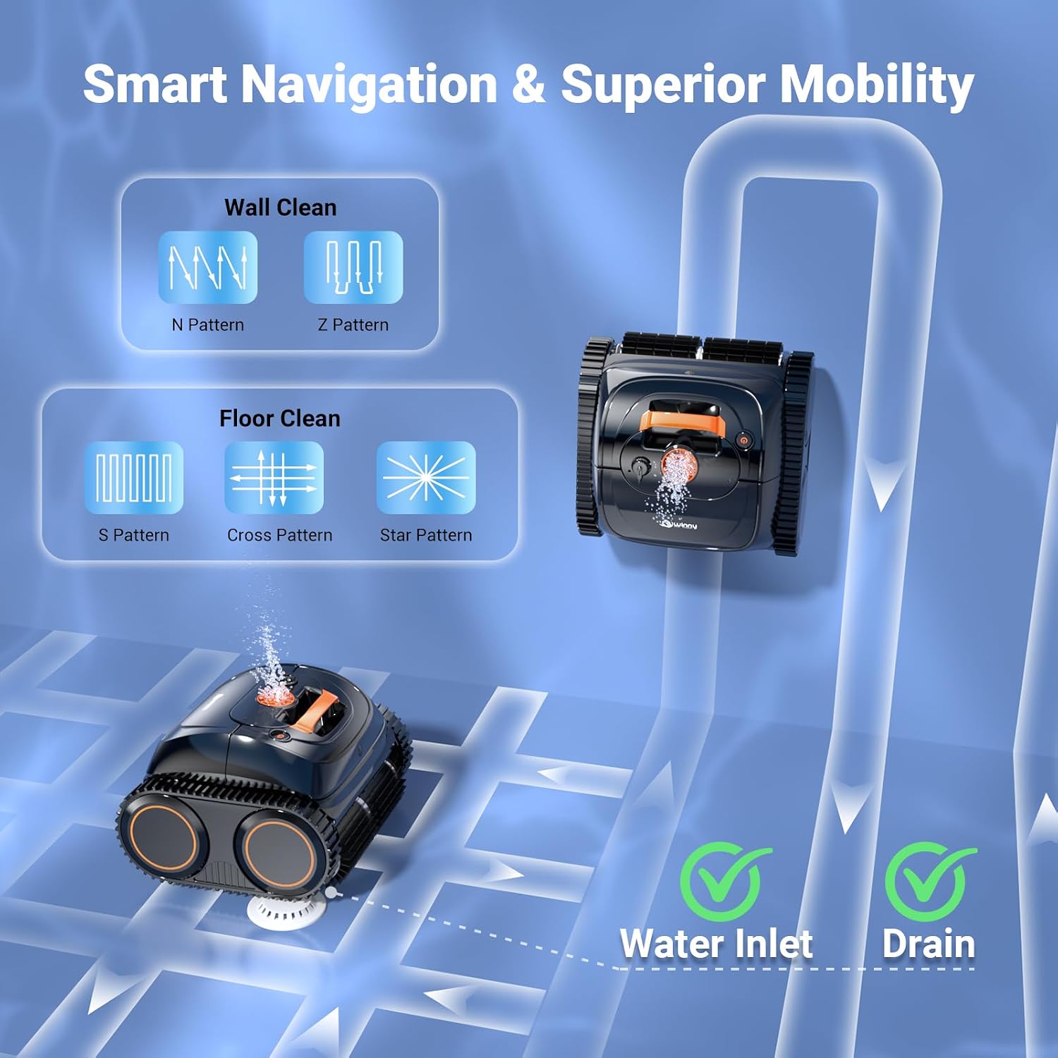 Pool Vacuum for Inground Pools, 4-in-1 Cordless Robotic Pool Cleaner for Above Ground Pools,Triple-Motors,Wall & Waterline Cleaning, App Support, OTA Upgrade up to 1,614 Sq.ft