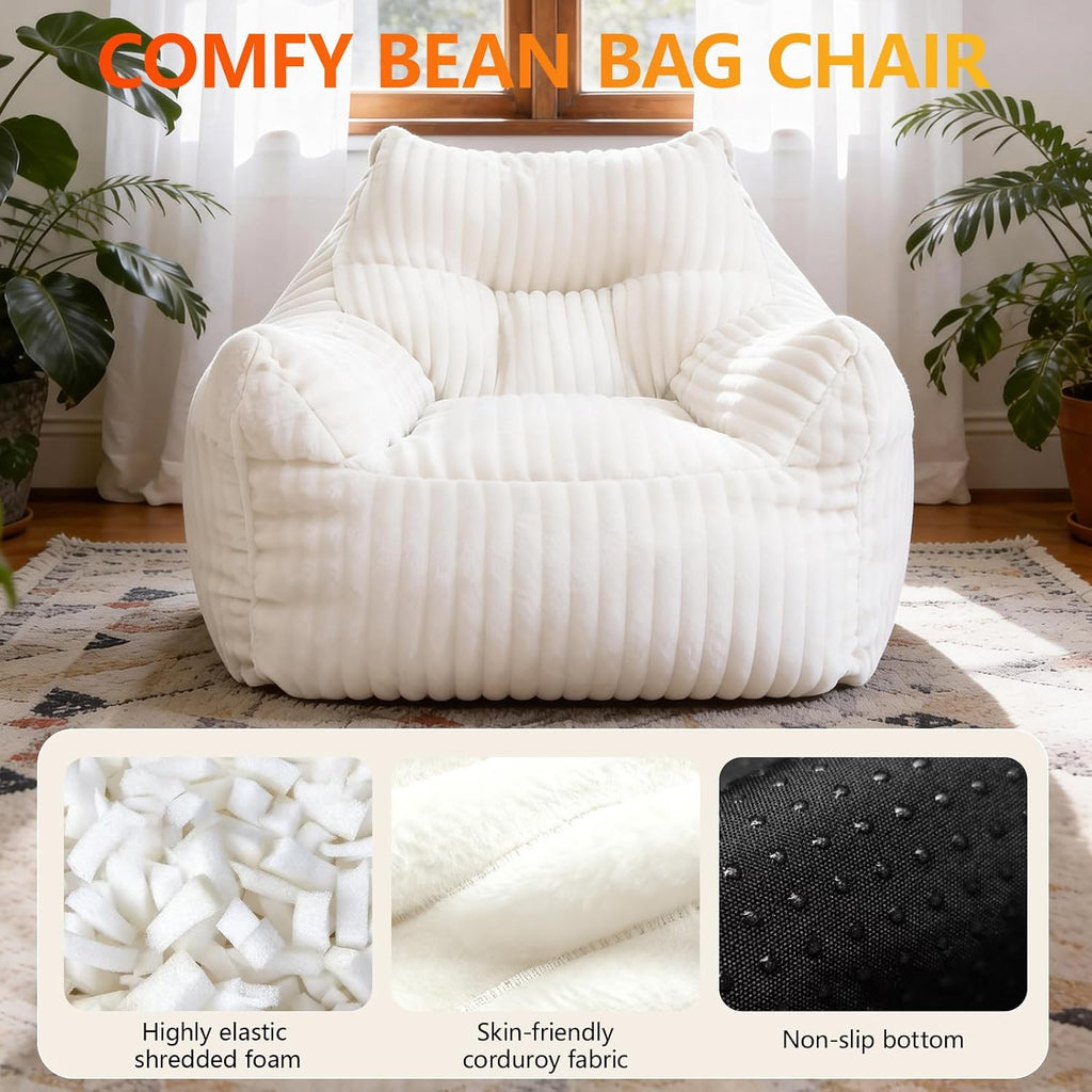 Giant Bean Bag Chair for Adults, Comfy Chair for Bedroom, Floor Chairs for Living Room, Lounge Chair Indoorg, Floor Couch with Meditation