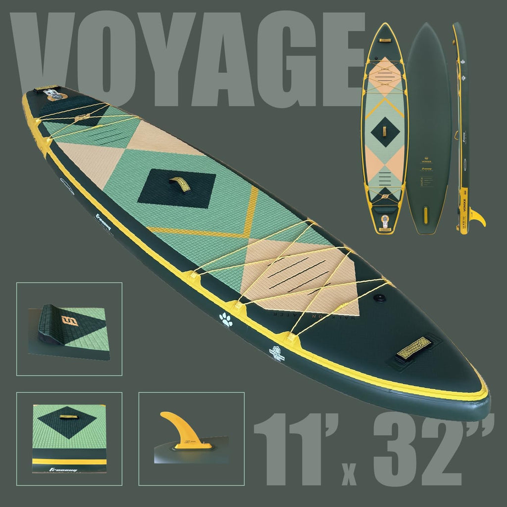 FREESUN Voyage 11' x 32' Inflatable Stand Up Paddle Board, Stable Touring SUP for Long-Distance Cruising & Family,Heat-Fusion iSUP with Camera Mount,Extra Large EVA Pad for Dogs/Kids,Blue
