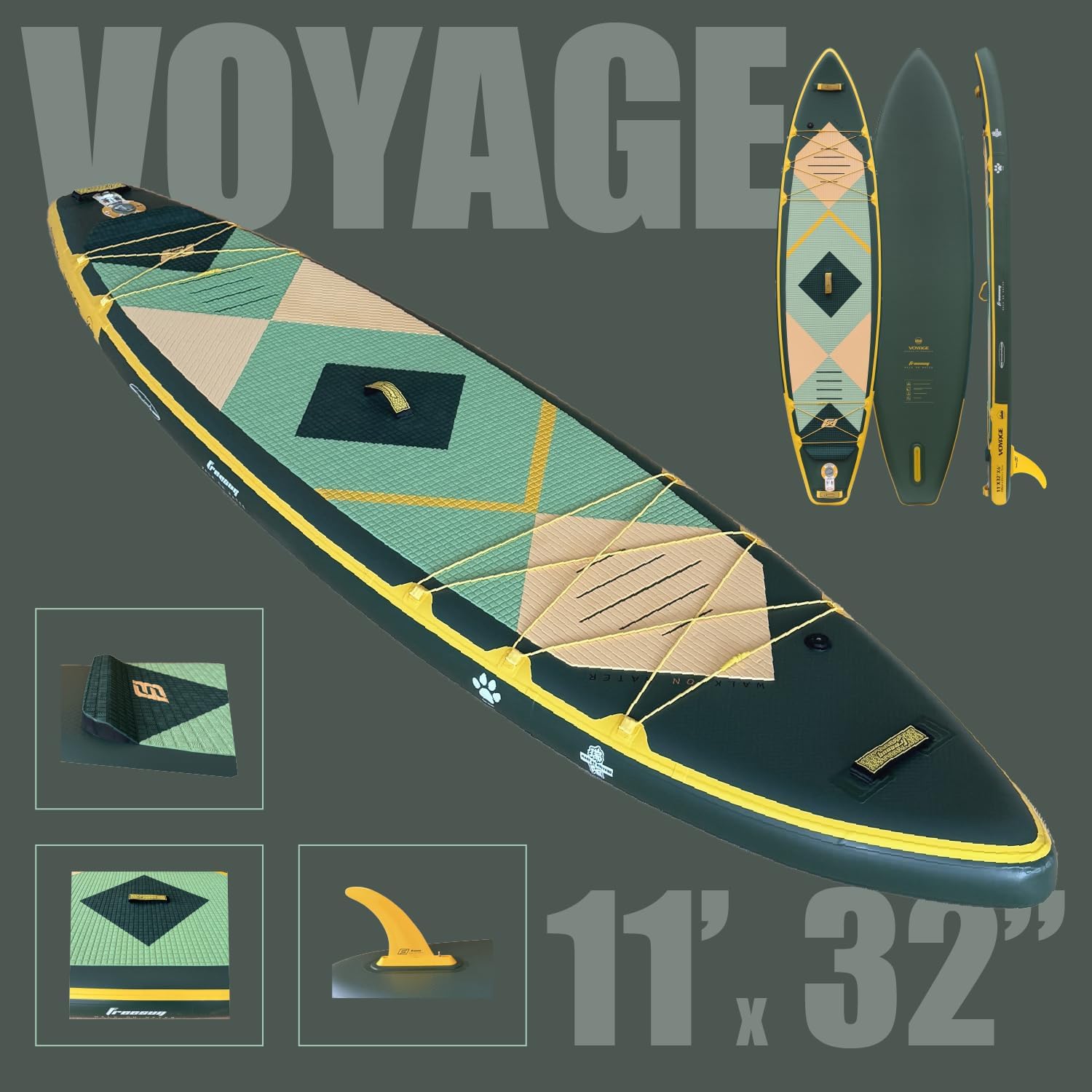 FREESUN Voyage 11' x 32' Inflatable Stand Up Paddle Board, Stable Touring SUP for Long-Distance Cruising & Family,Heat-Fusion iSUP with Camera Mount,Extra Large EVA Pad for Dogs/Kids,Blue