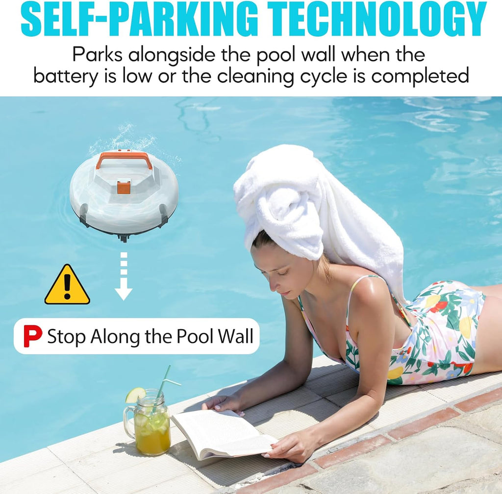 2026 Cordless Robotic Pool Cleaner, Pool Vacuum for Above Ground Pool with 120 Mins Runtime, Auto-Parking Robot Pool Cleaner for Inground Flat Pools Up to 1000 sq.ft