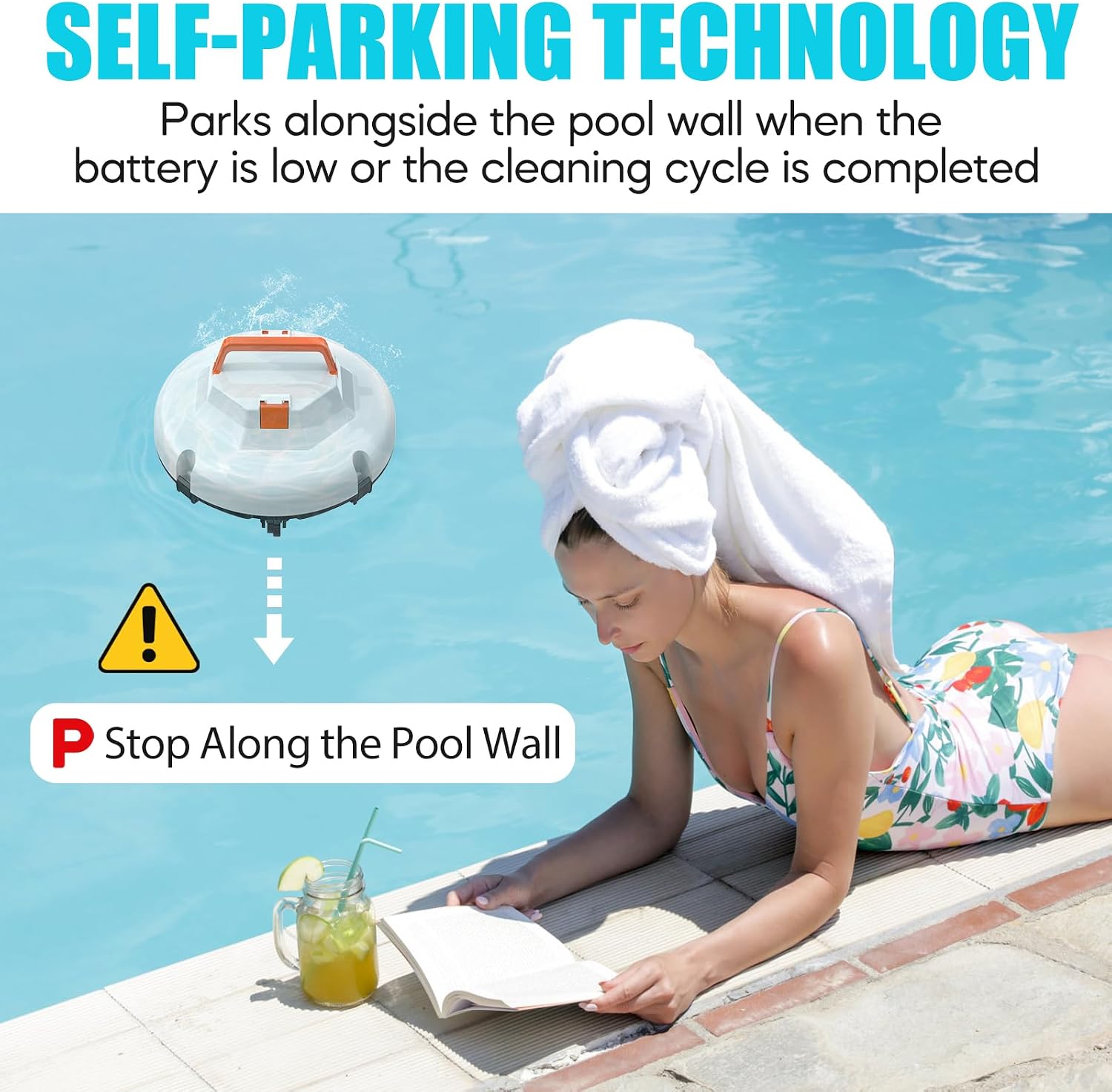 2026 Cordless Robotic Pool Cleaner, Pool Vacuum for Above Ground Pool with 120 Mins Runtime, Auto-Parking Robot Pool Cleaner for Inground Flat Pools Up to 1000 sq.ft