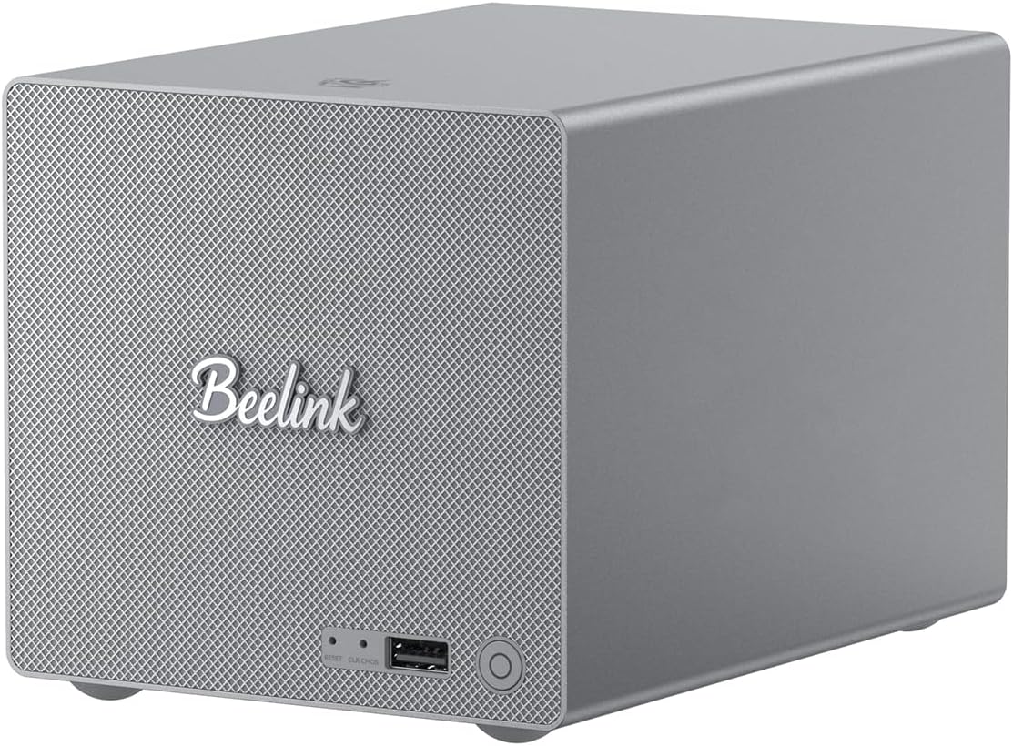 Beelink Mini PC, ME Pro 2 Hard Drive Bays NAS Intel N95 12G LPDDR5 128G M.2 PCIe 3.0 SSD, 3 x M.2 SSD Slots, Dual LAN/File Server/NAS Storage/Network Attached Storage/Private Cloud/Network Storage