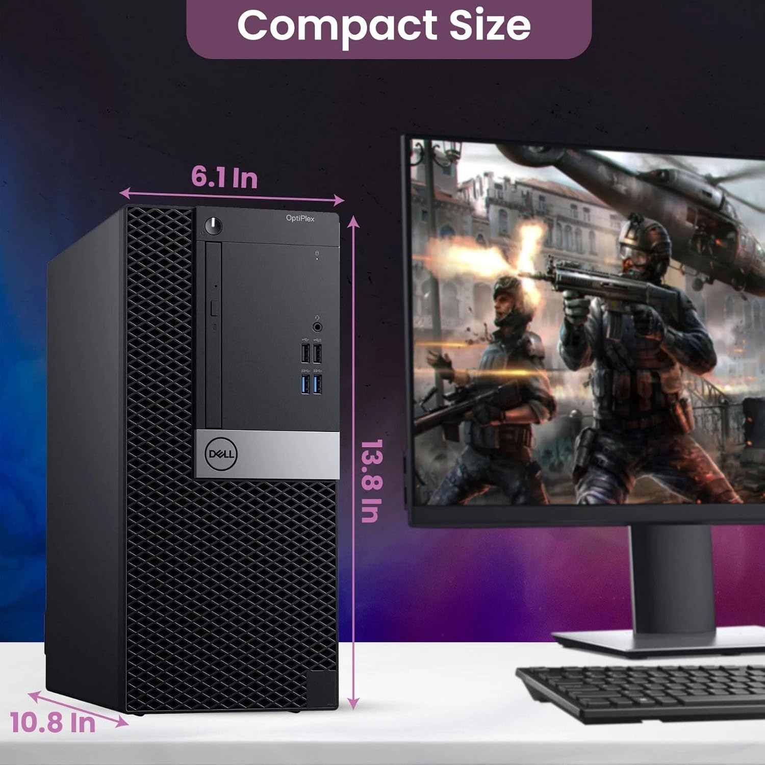 Dell Gaming Tower Desktop PC – Intel Core i7-7700 – 16GB DDR4 RAM – 512GB SSD – GeForce GTX 1050 Ti – New 24' Monitor – RGB Keyboard & Mouse – RGB Speakers – Windows 11 Pro – Gaming Computer (Renewed)