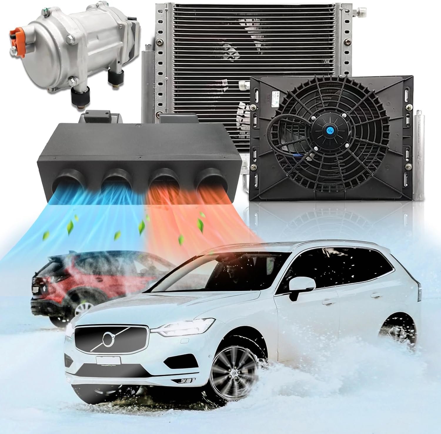 12V DC Under Dash Air Conditioner Heater Combo, 11000 BTU Universal 12 Volt A/C Unit Cooling&Heating, 12V Underdash AC System Kit 600CFM with 20cc Compressor for Auto Camper Truck Van Pickup Cab