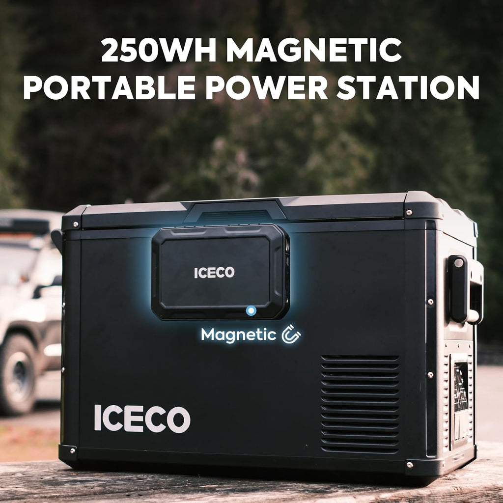 ICECO VL35ProS 12v refrigerator, 37Qt/35L Portable Freezer Powered by SECOP, Reversible&Removable Lid, 12/24V DC & 110-240V AC, 0°F to 50°F, 12v Freezer RV Car| With Slide&Battery