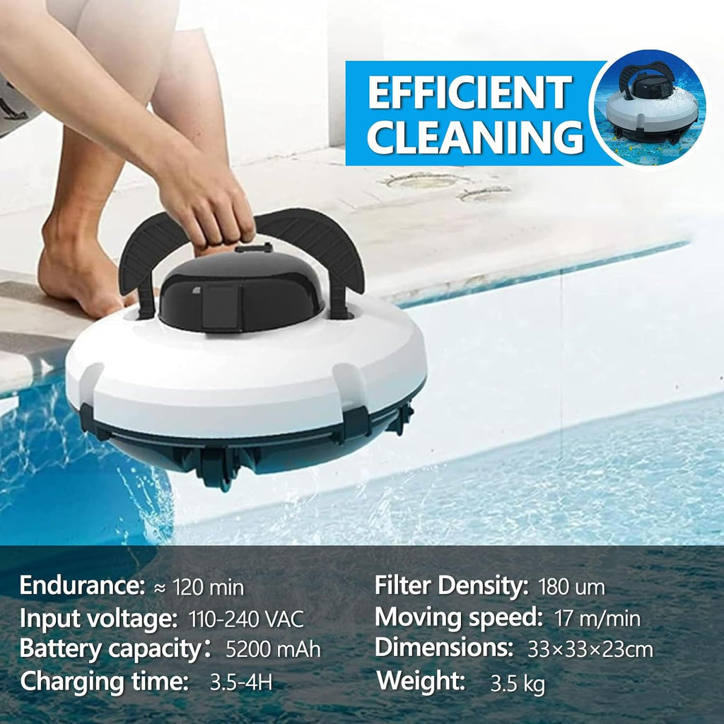 Automatic Pool Vacuum - Smart Cordless Cleaner for Above and Inground Pools - Wall Climbing Pool Cleaning Robot - Top Cleaning at Your Fingertips
