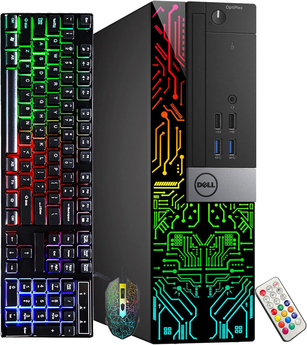 Dell OptiPlex 3060 SFF RGB Computer PC, Intel Core i5-8500, RX 550 4GB GDDR5, 16GB RAM, 512GB NVMe, 1TB HDD, 22 Inch HDMI Monitor, Gaming Headset, WiFi, Bluetooth, Windows 11 Pro (Renewed)