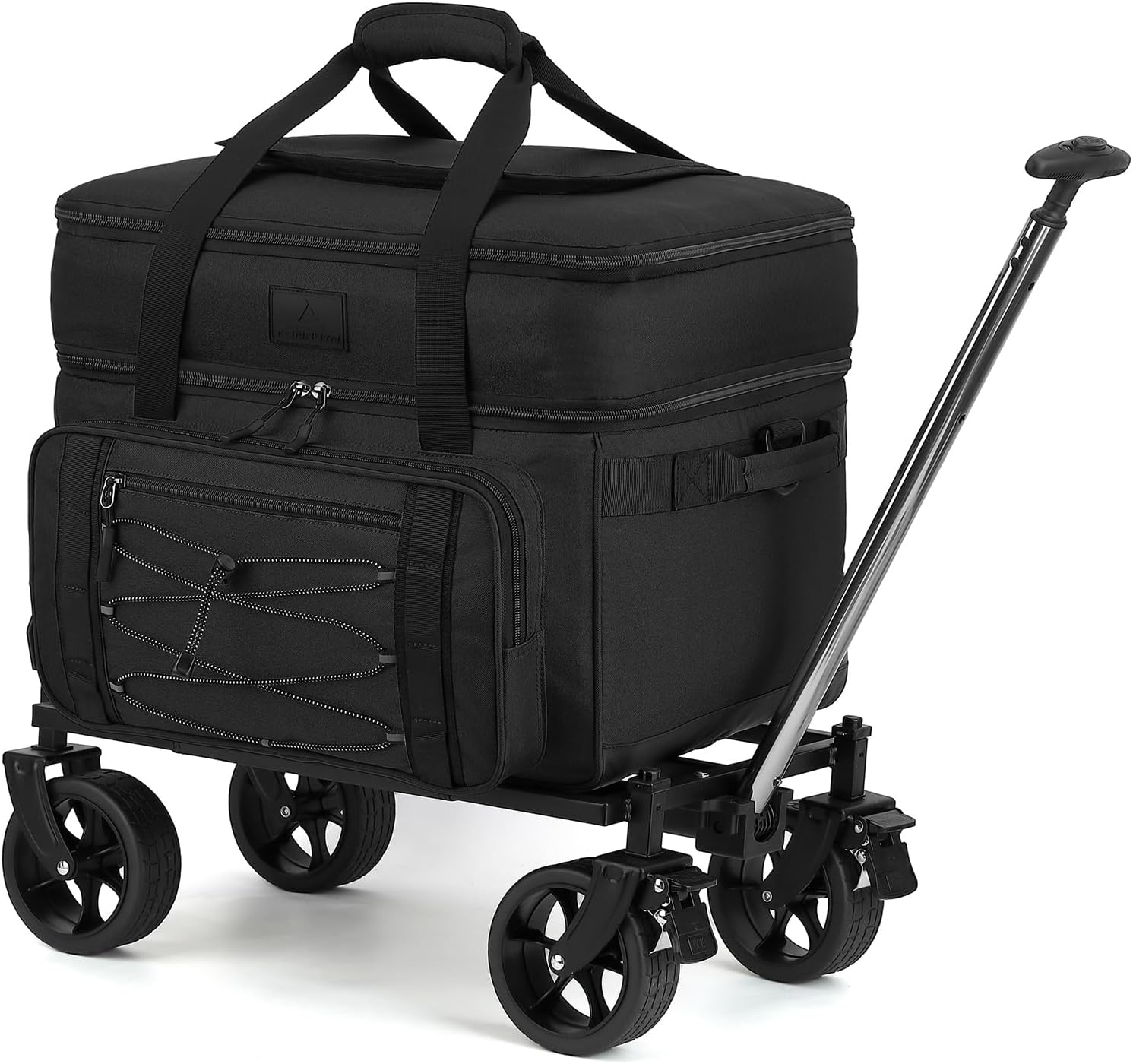 Extra Large Wheeled Portable Cooler Bag 85 Cans Double Deck Heavy Duty Rolling Insulated Cooler with All-Terrain Wheels Leakproof Tactical Soft Sided Cooler for Beach Camping Picnic Travel