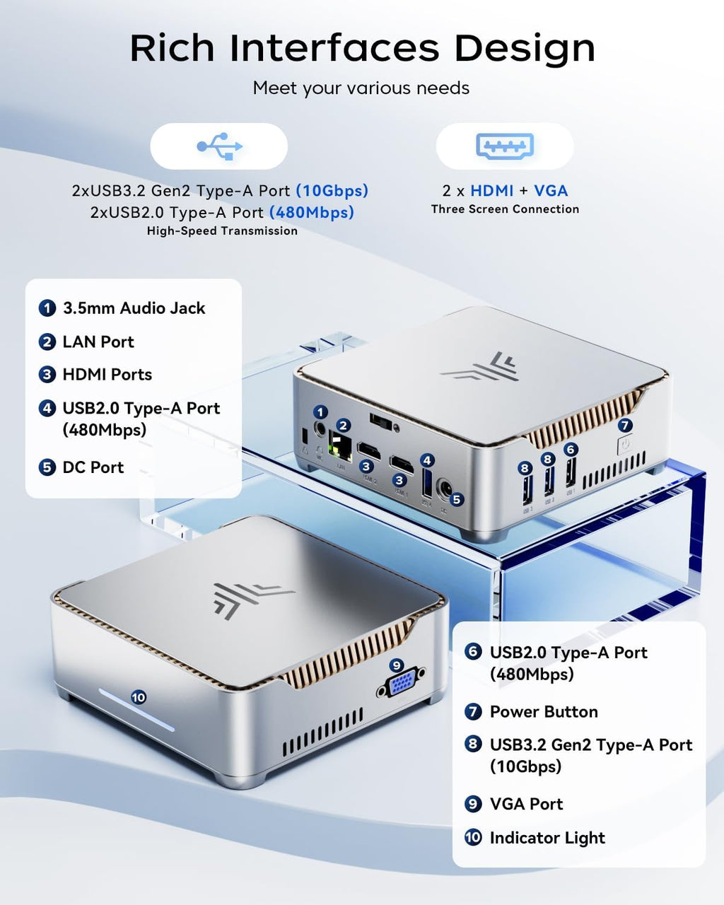 KAMRUI GK3PLUS Mini PC 16GB RAM 512GB SSD, 12th Gen Alder Lake-N95 (up to 3.4GHz) Mini Desktop Computer, Support Triple 4K Display, USB-C, WiFi, Bluetooth, Ethernet, for Business, Education, Home