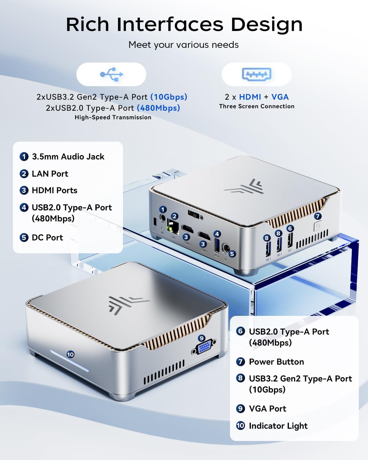 KAMRUI GK3PLUS Mini PC 16GB RAM 512GB SSD, 12th Gen Alder Lake-N95 (up to 3.4GHz) Mini Desktop Computer, Support Triple 4K Display, USB-C, WiFi, Bluetooth, Ethernet, for Business, Education, Home