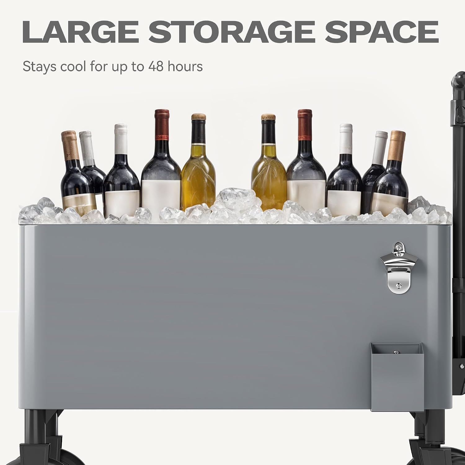 DWVO Ice Chest with Wheels,80 Quart Rolling Cooler with Bottle Opener Drainage, Patio Cooler Cart, Rolling Ice Chest with Handle for Patio Pool Deck Party BBQ Cookouts