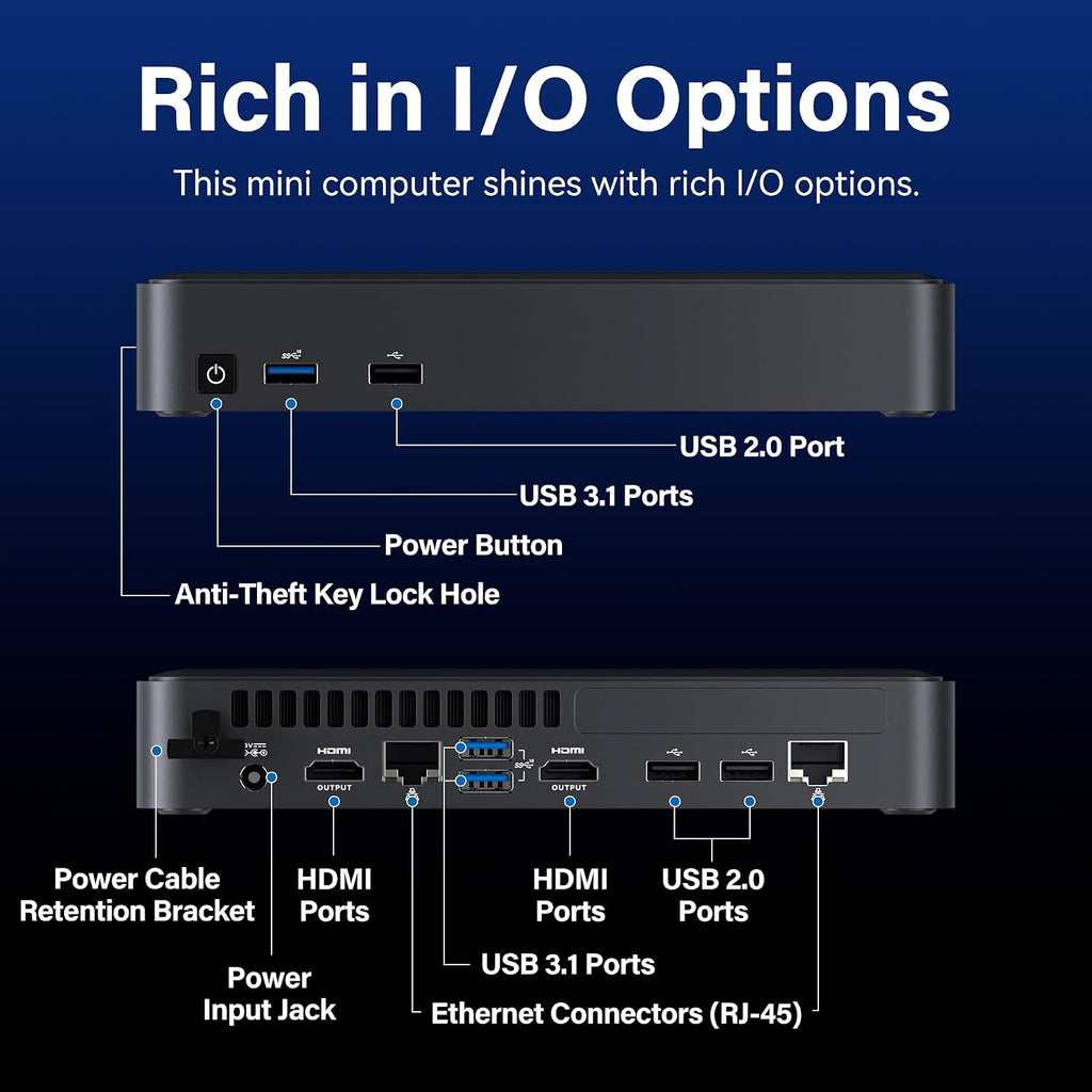 Intel NUC Pro Chassis Element mini pc，Built-in NUC 8 Compute Element, Core i5-8365U, 8GB RAM, 256GB SSD, Intel vPro Platform, Win 11 Pro, Dual GbE, 2×HDMI, WiFi 5, BT 5.1, Industrial/Business computer
