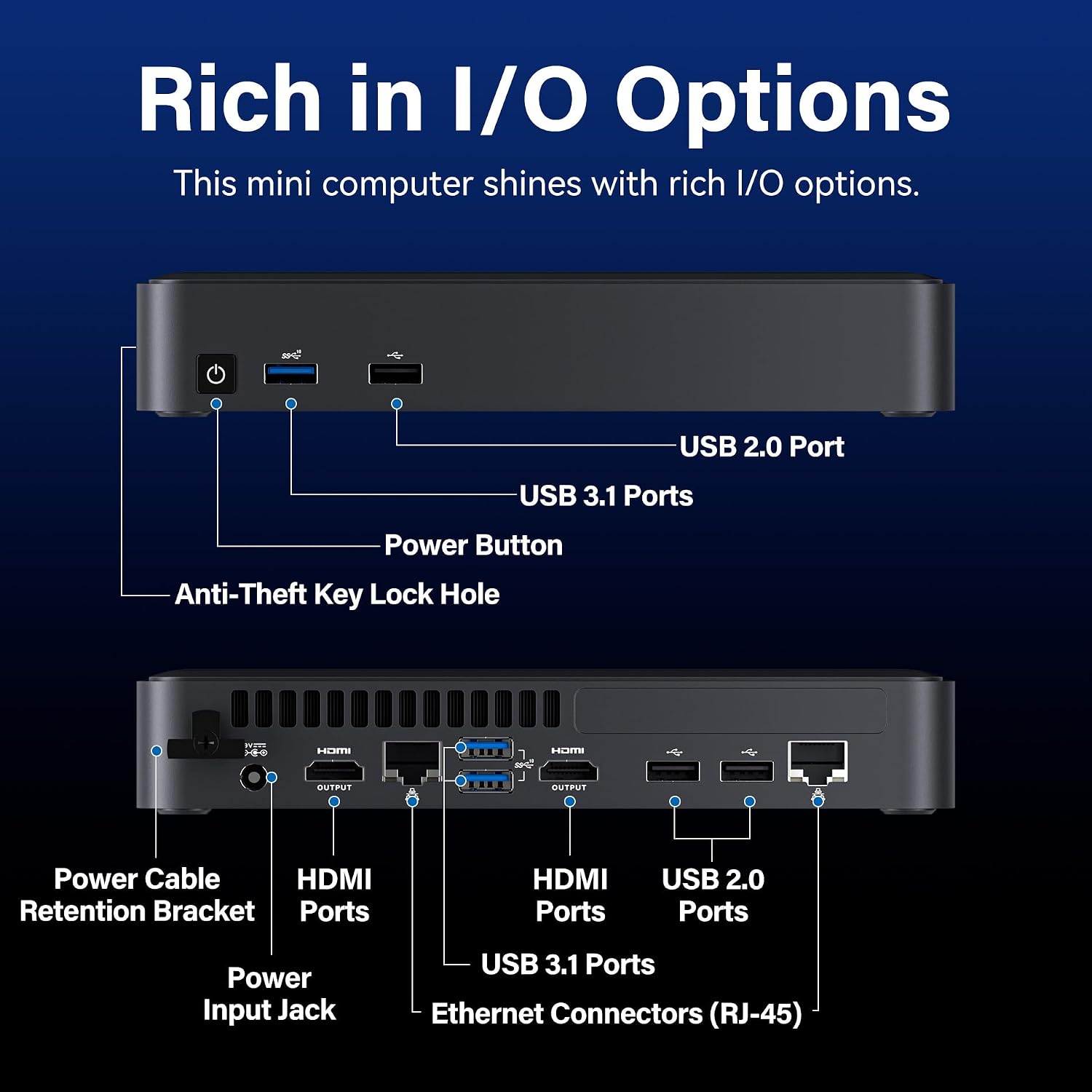 Intel NUC Pro Chassis Element mini pc，Built-in NUC 8 Compute Element, Core i5-8365U, 8GB RAM, 256GB SSD, Intel vPro Platform, Win 11 Pro, Dual GbE, 2×HDMI, WiFi 5, BT 5.1, Industrial/Business computer