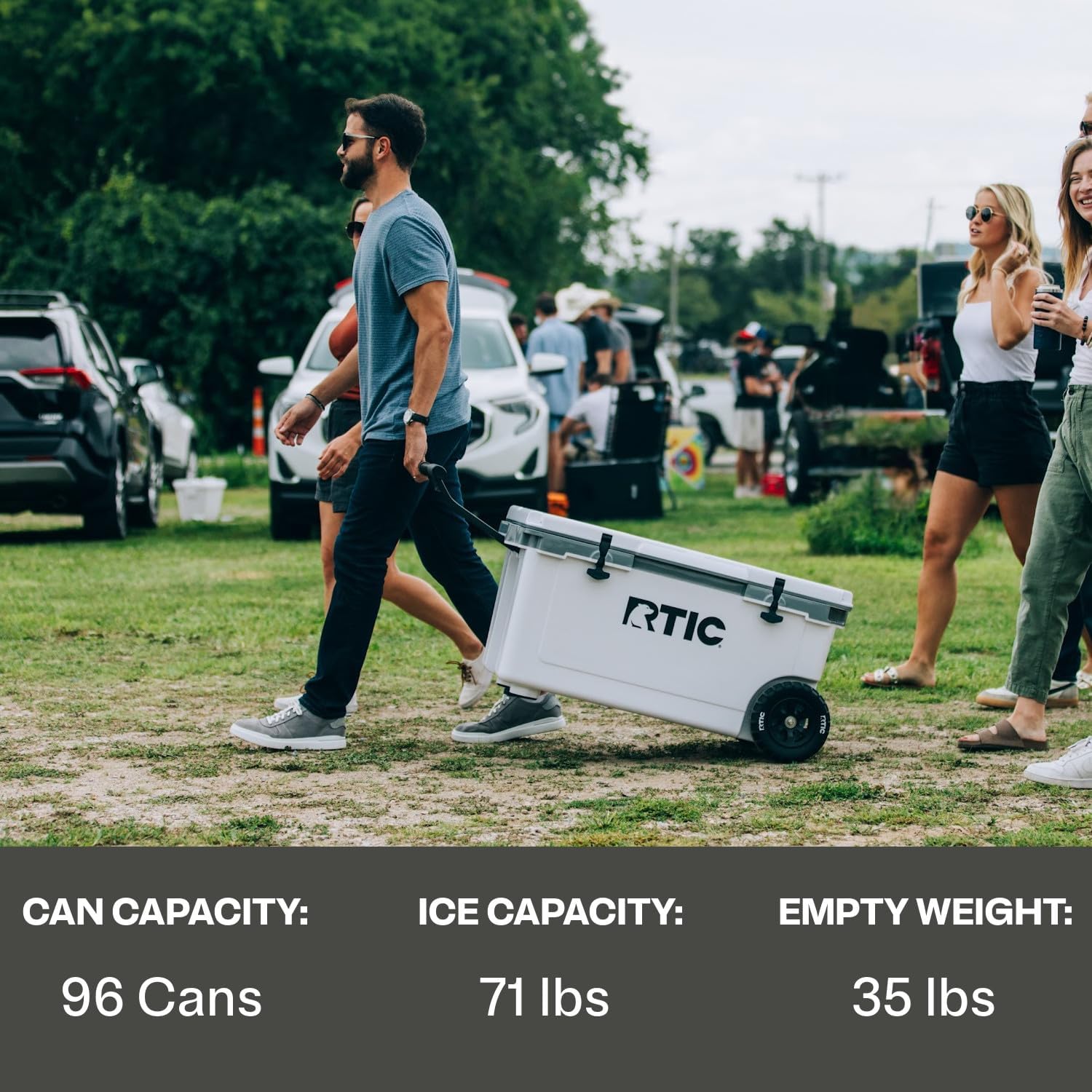 RTIC 72 Quart Ultra-Light Wheeled Cooler Hard Insulated Portable Ice Chest Box for Beach, Drink, Beverage, Camping, Picnic, Fishing, Boat, Barbecue, 30% Lighter Than Rotomolded Coolers