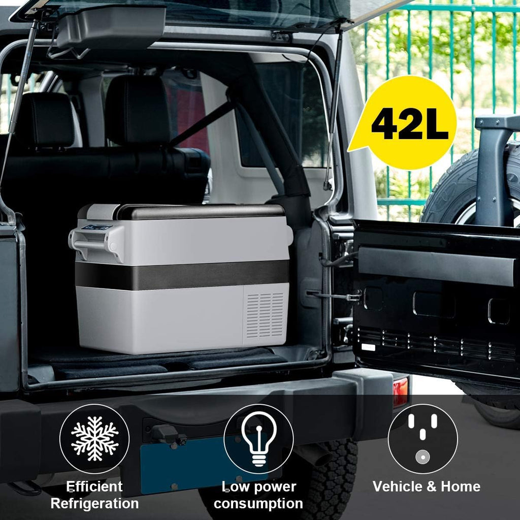Goplus 44 Quart Portable Refrigerator/Freezer Compact Vehicle Car Mini Fridge Compressor Electric Cooler for Car, Office, Picnic Outdoor and Camping