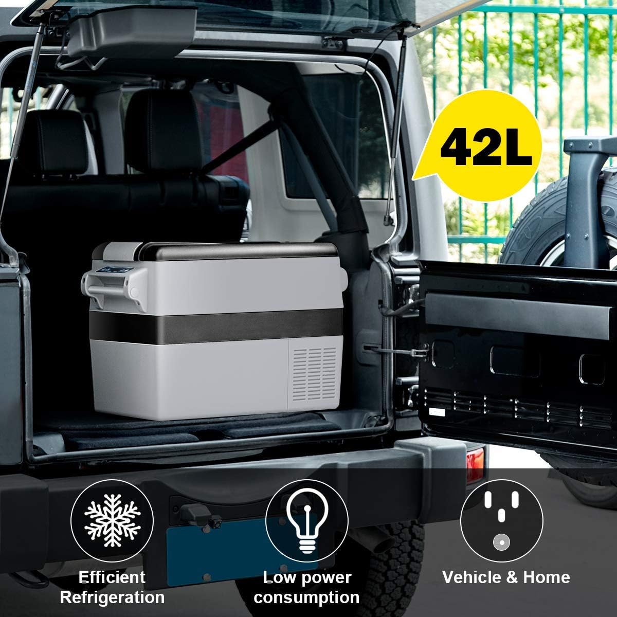 Goplus 44 Quart Portable Refrigerator/Freezer Compact Vehicle Car Mini Fridge Compressor Electric Cooler for Car, Office, Picnic Outdoor and Camping
