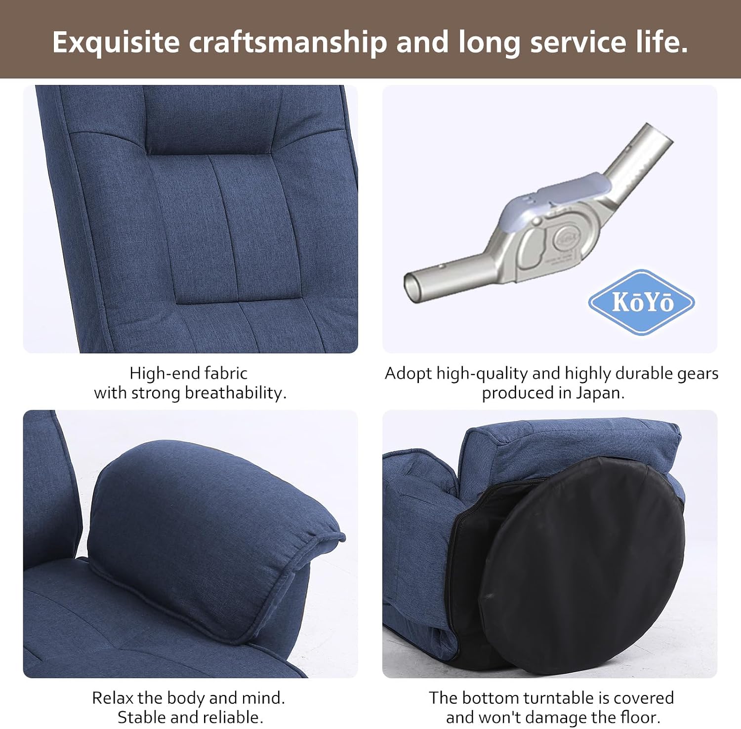 360 Degree Swivle Adjustable Floor Chair, Chaise Lounge Indoor, Folding Lazy Sofa with Armrests and Side Pocket Adults Gaming Chairs for Living Room, Bedroom Factory Price 201 (BL)