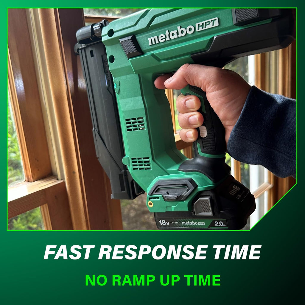 Metabo HPT 18V MultiVolt Compact Cordless Brad Nailer Kit, 18 Gauge Nailer with Power Tool 2.0Ah Lithium Ion Battery, Drives 5/8' to 2' Brad Nails, 700 per Charge, NT1850DG