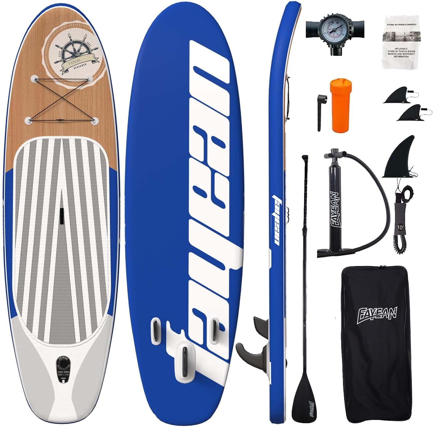 Inflatable Stand Up Paddle Board Non-Slip Deck, 11'×33'×6' Complete SUP Accessories for All Skill Levels, Wide Seat & Safety Leash, 3 Fins, Adjustable Paddle, Pump & Carrying Backpack