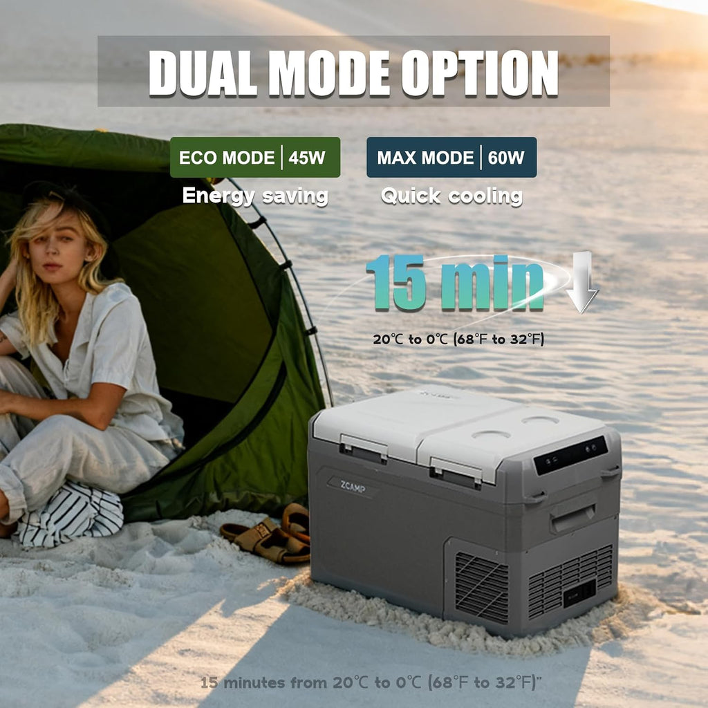 GES35 Portable Freezer,Dual Zone 12 Volt Car Refrigerator,25QT(24L) 12v cooler Fast Cooling Fridge, with 12/24V DC 100-240V AC for Camping, Outdoor, Travel, RV, Truck