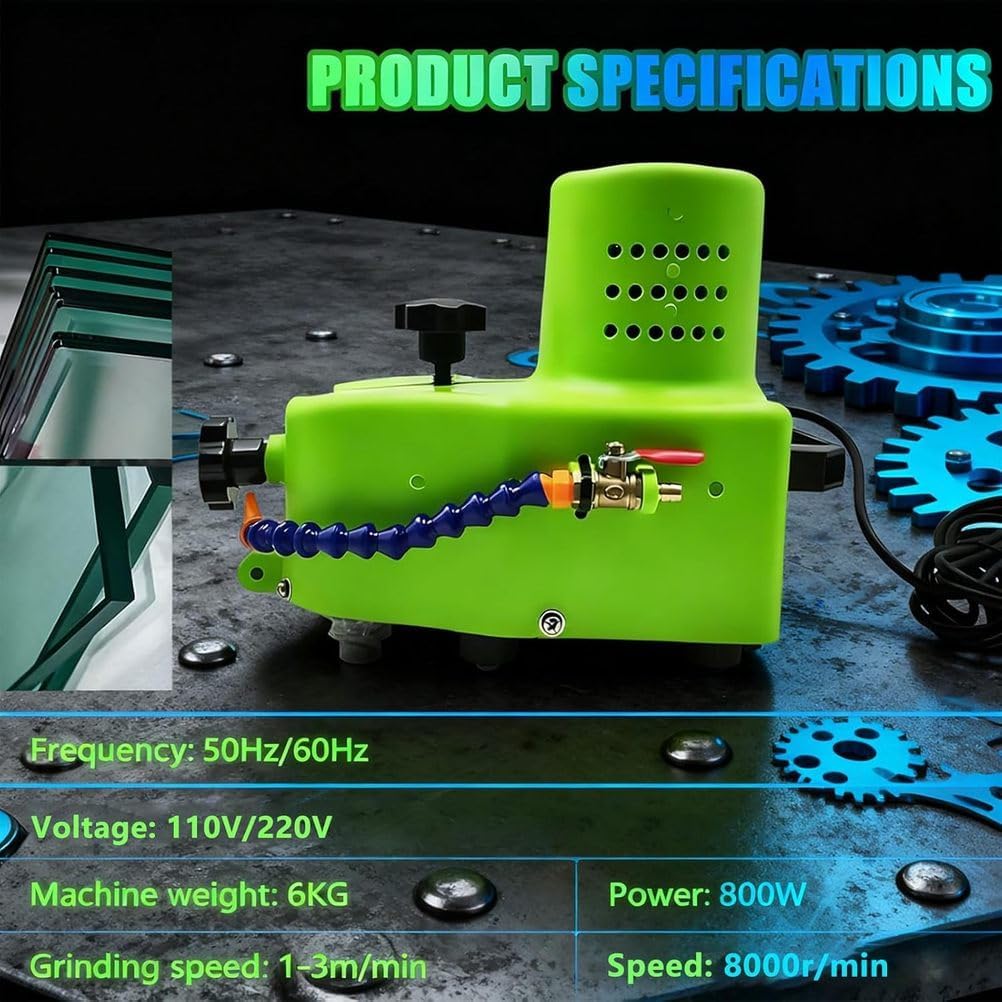 800W Small Glass Edging Machine with Diamond Wheel Portable Electric Polisher for Beveling and Polishing Glass