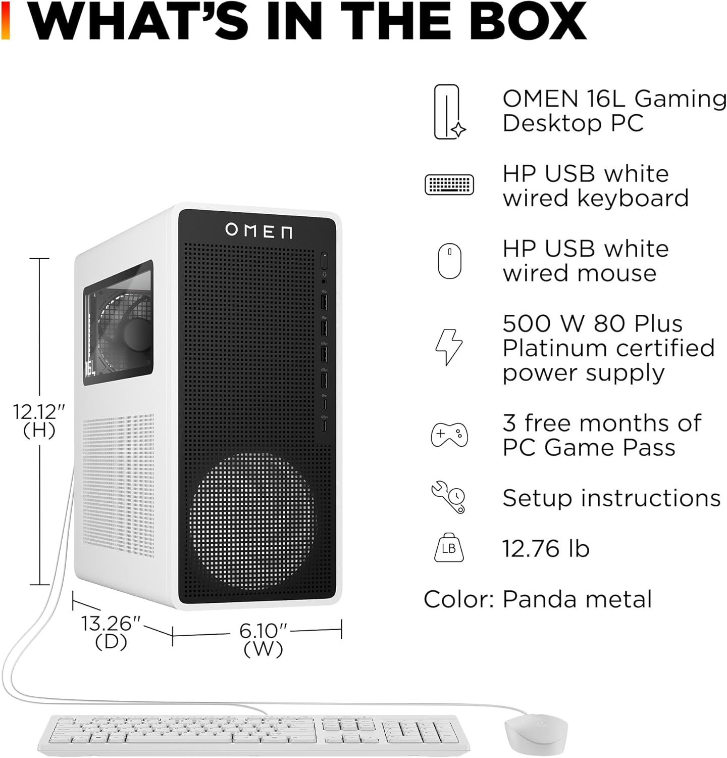 HP OMEN 16L Gaming Desktop PC, AMD Ryzen 5 8500G, 16 GB RAM, 1 TB SSD, NVIDIA GeForce RTX 5060, Windows 11 Home, Microsoft Copilot, Panda Metal, TG03-0020 (2025)