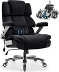 Fabric 700lbs Big and Tall Office Chair-Large Computer Chair with Adjustable Lumbar Support 3D Flip Arms Plus Size Wheels, High Back Executive Desk Chair, Heavy Duty Metal Base, Thick Padded Wide Seat