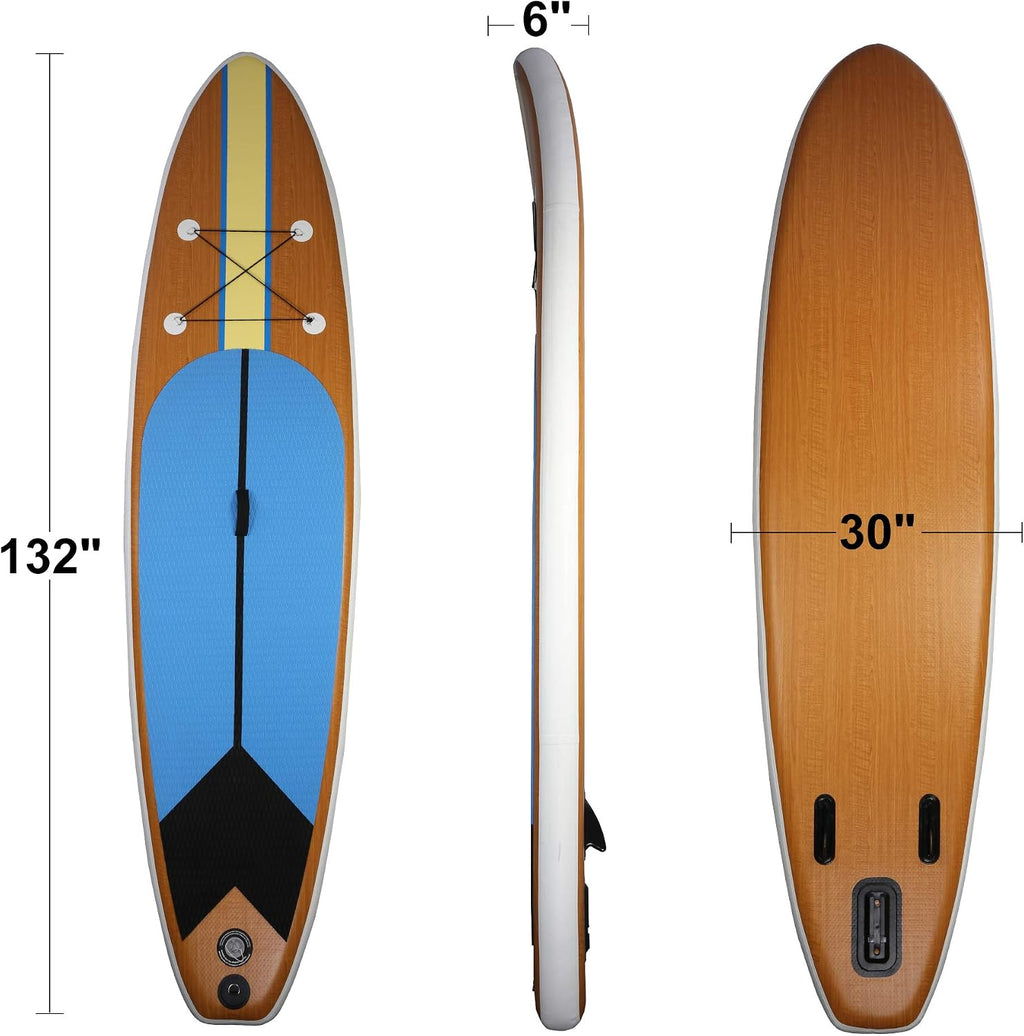 Inflatable Stand Up Paddle Board W SUP Accessories & Backpack Leash Double Action Hand Pump Repair Kit